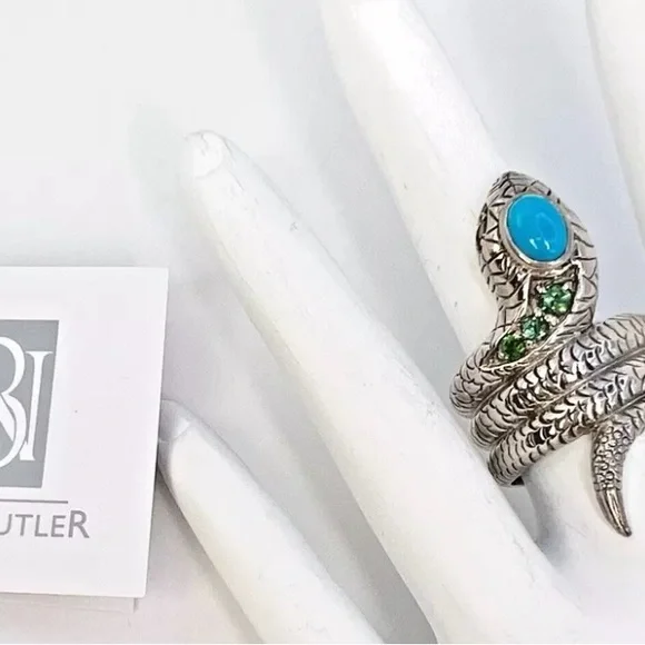 🎃Nicky Butler 925 Sterling Silver Turquoise SNAKE Coiled Ring Brand New Unique - Picture 3 of 12